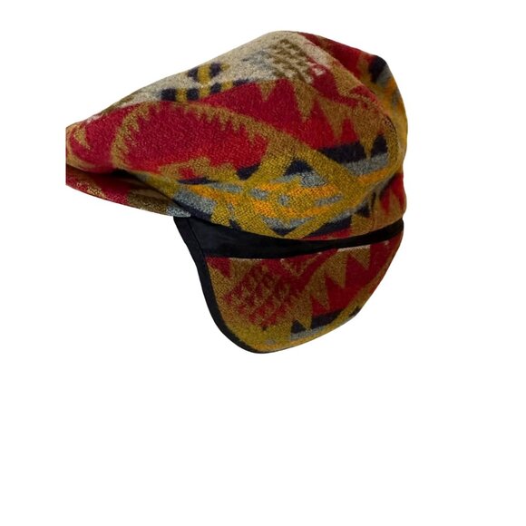 Rare Pendleton Large Wool Blend Tribal Aztec Southwestern Print Newsboy Cap w ba - Picture 1 of 7